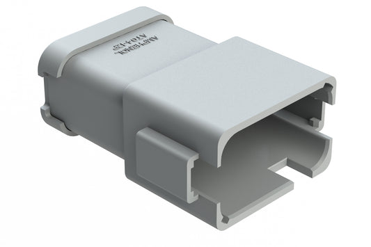 AT04-12PC-SSGRY 12-Way Receptacle, Male Connector with C Position Key and Extended Shroud and Solid Rear Grommet and Endcap, Grey