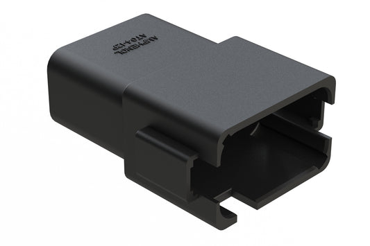 AT04-12PD-BLK 12-Way Receptacle, Male Connector with D Position Key, Extended Shroud, Black