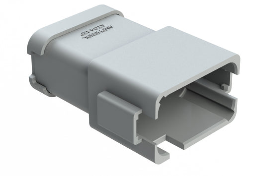 AT04-12PD-ECGRY 12-Way Receptacle, Male Connector with D Position Key, Extended Shroud and End Cap, Grey
