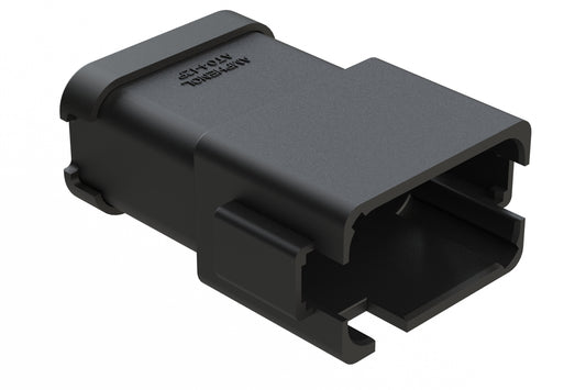 AT04-12PD-MMBLK 12-Way Receptacle, Male Connector with D Position Key, Extended Shroud, Reduced Diameter Seal (E-Seal) and End Cap, Black