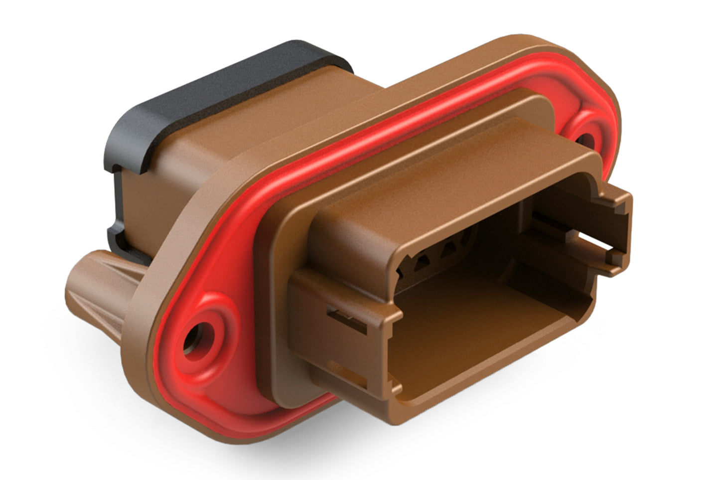 AT04-12PD-PM13 12 Posiition Receptacle, Pin, Nickel, Panel Mount, Self-Threading, Cap, Keyed D. DT04-12PD-LE01