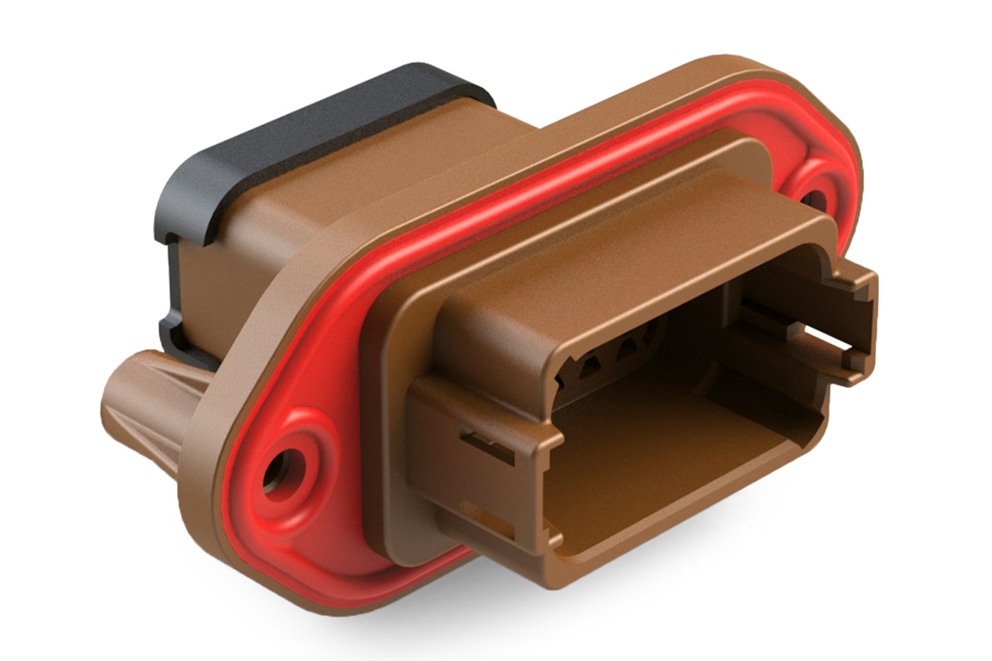 AT04-12PD-PM14 12 Position Receptacle, Pin, Nickel, Panel Mount, Self-Threading, Reduced Diameter Seal, Cap, Keyed D. DT04-12PD-CL11