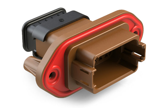 AT04-12PD-PM15 12 Position Receptacle, Pin, Panel Mount, Key D, Self-Threading, Strain Relief