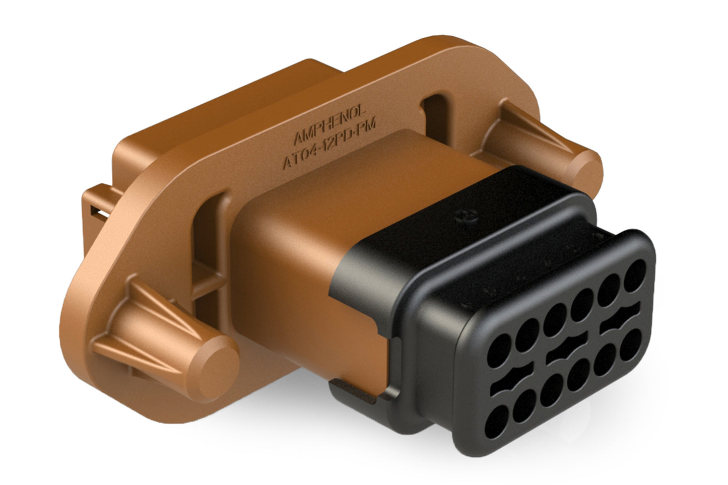 AT04-12PD-PM15 12 Position Receptacle, Pin, Panel Mount, Key D, Self-Threading, Strain Relief