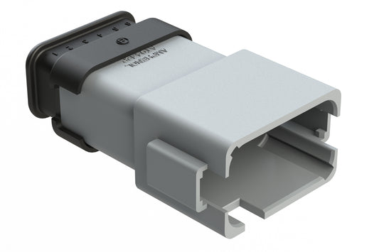AT04-12PD-SR2GY 12 position Pin receptacle key position D, with strain relief & Reduced Diameter Seal, grey