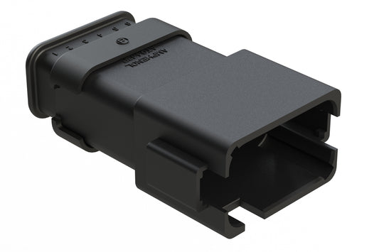 AT04-12PD-SRBK 12 position Pin receptacle key position D, with strain relief, black