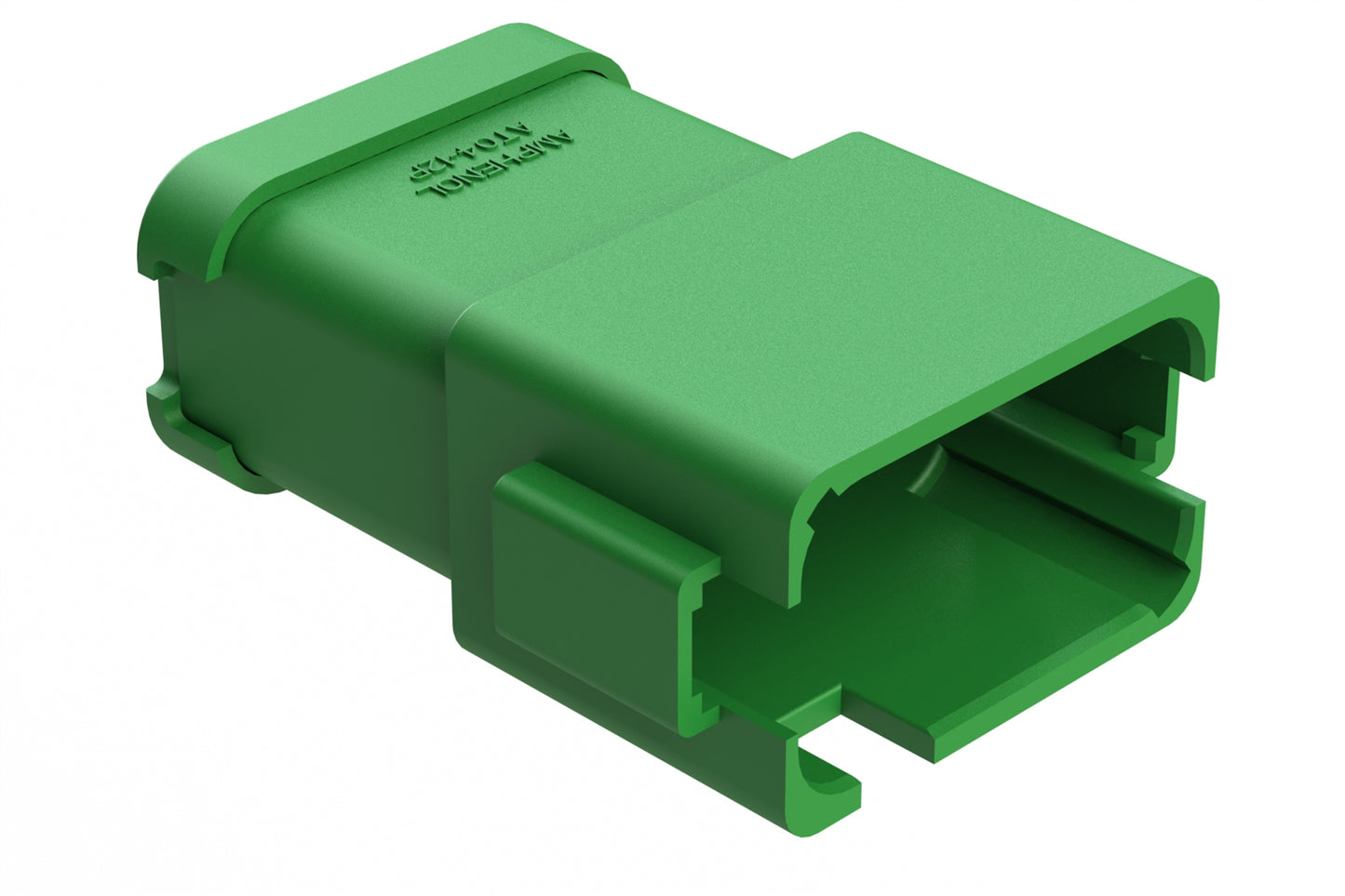 AT04-12PD-SSGRN 12-Way Receptacle, Male Connector with D Position Key and Extended Shroud and Solid Rear Grommet and Endcap,Green
