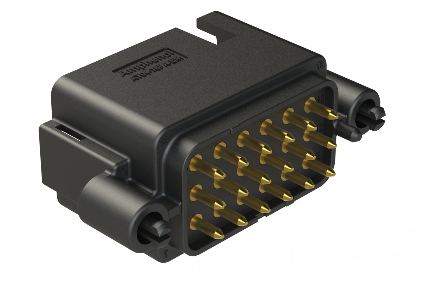 AT04-18PA-BM01BK 18 Position PCB Board Mount Receptacle, Straight, Gold Plated Contacts, Snap-Fit, Keyed A, Black