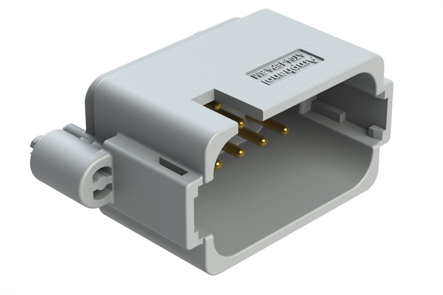 AT04-18PA-BM02 18 Position PCB Board Mount Receptacle, Straight, Gold Plated Contacts, Snap-Fit, Potted, Keyed A, Grey