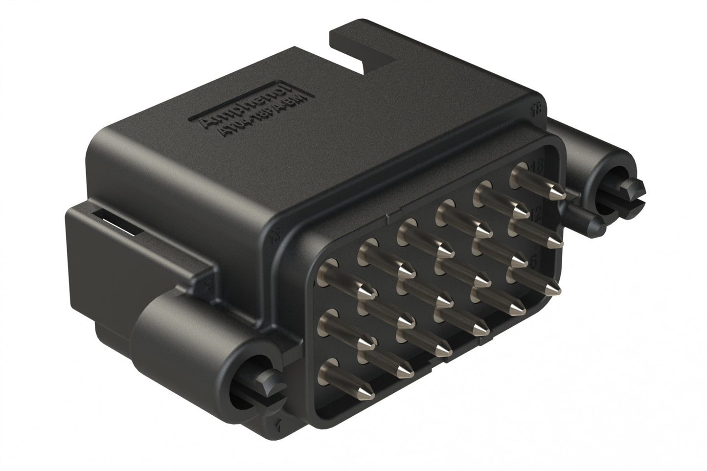 AT04-18PA-BM03BK 18 Position PCB Board Mount Receptacle, Straight, Nickel Plated Contacts, Snap-Fit, Keyed A, Black