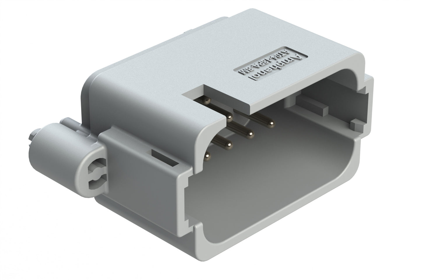 AT04-18PA-BM04 18 Position PCB Board Mount Receptacle, Straight, Nickel Plated Contacts, Snap-Fit, Potted, Keyed A, Grey