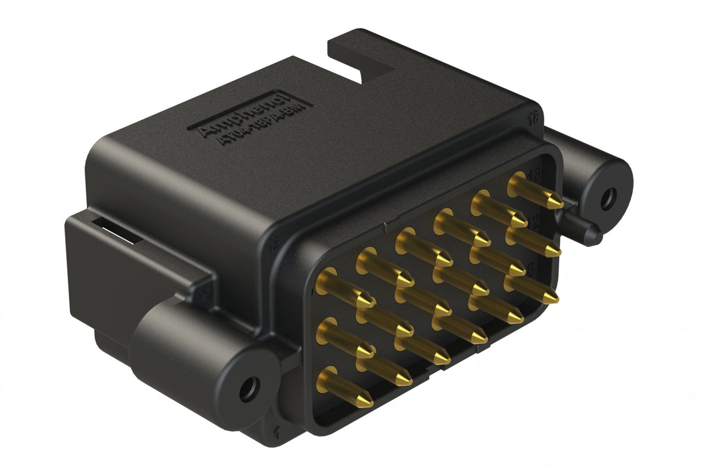 AT04-18PA-BM11BK 18 Position PCB Receptacle, Flangeless, Self-Threading, Keyed A, Gold Plated Contacts Included, Black Body