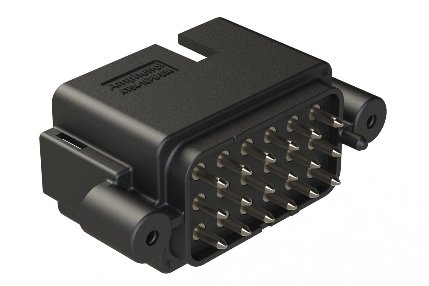 AT04-18PB-BM13 18 Position PCB Receptacle, Flangeless, Self-Threading, Keyed B, Nickel Plated Contacts Included, Black Body