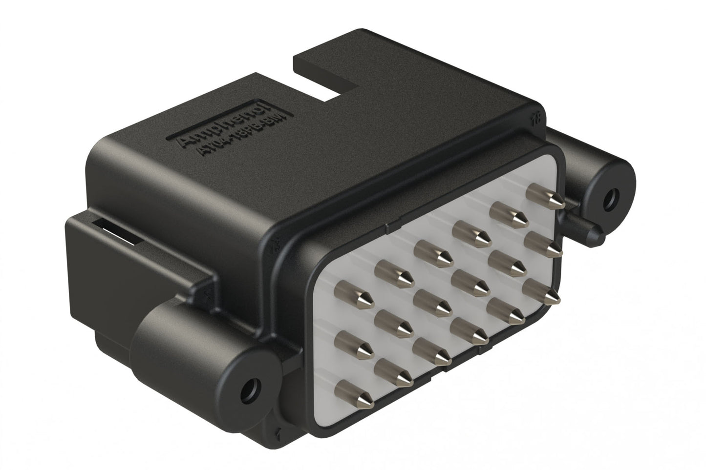 AT04-18PB-BM14 18 Position PCB Receptacle, Flangeless, Self-Threading, Keyed B, Nickel Plated Contacts Included, Potted, Black Body