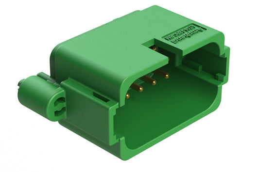 AT04-18PC-BM01 18 Position PCB Board Mount Receptacle, Straight, Gold Plated Contacts, Snap-Fit, Keyed C, Green