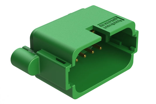 AT04-18PC-BM12 18 Position PCB Receptacle, Flangeless, Self-Threading, Keyed C, Gold Plated Contacts Included, Potted, Green Body