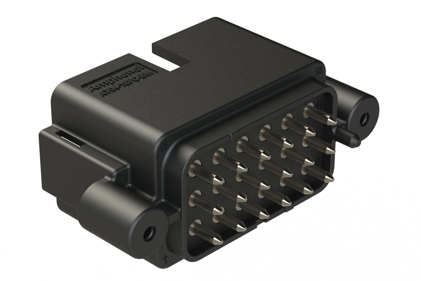 AT04-18PC-BM13BK 18 Position PCB Receptacle, Flangeless, Self-Threading, Keyed C, Nickel Plated Contacts Included, Black Body