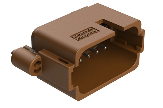 AT04-18PD-BM03 18 Position PCB Board Mount Receptacle, Straight, Nickel Plated Contacts, Snap-Fit, Keyed D, Brown