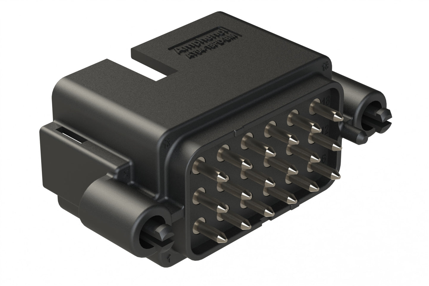 AT04-18PD-BM03BK 18 Position PCB Board Mount Receptacle, Straight, Nickel Plated Contacts, Snap-Fit, Keyed D, Black