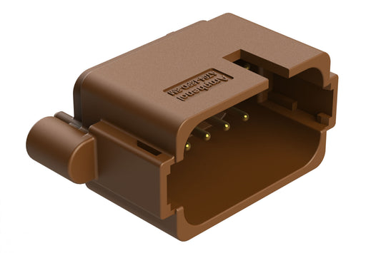 AT04-18PD-BM11 18 Position PCB Receptacle, Flangeless, Self-Threading, Keyed D, Gold Plated Contacts Included, Brown Body