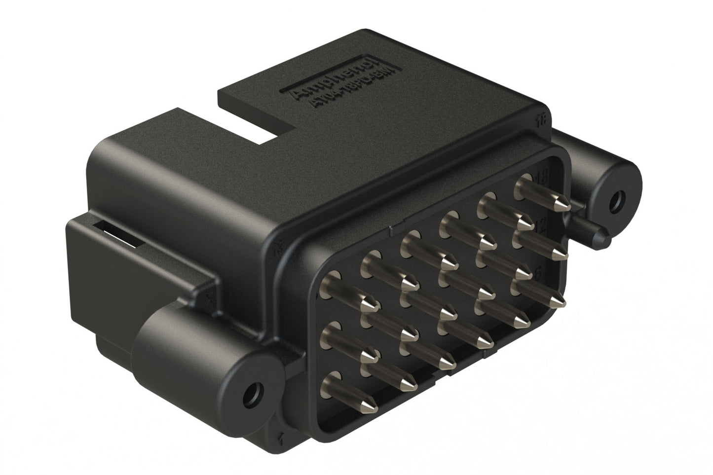 AT04-18PD-BM13BK 18 Position PCB Receptacle, Flangeless, Self-Threading, Keyed D, Nickel Plated Contacts Included, Black Body