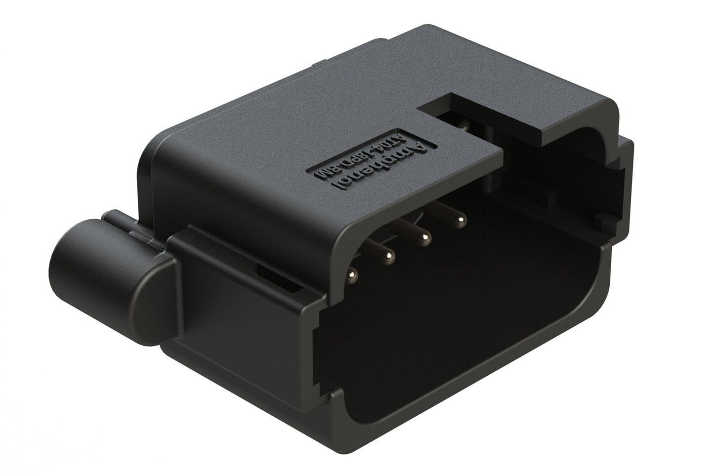 AT04-18PD-BM14BK 18 Position PCB Receptacle, Flangeless, Self-Threading, Keyed D, Nickel Plated Contacts Included, Potted, Black Body