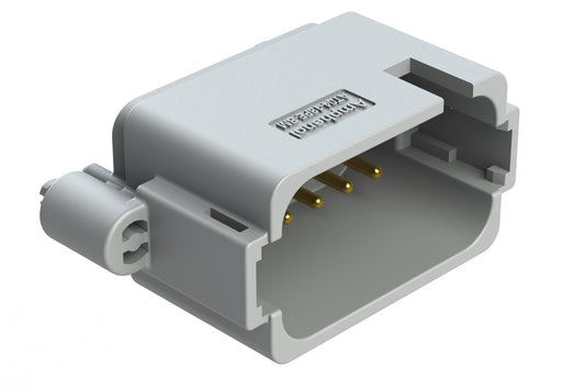 AT04-18PE-BM02 18 Position PCB Board Mount Receptacle, Straight, Gold Plated Contacts, Snap-Fit, Potted, Keyed E, Grey