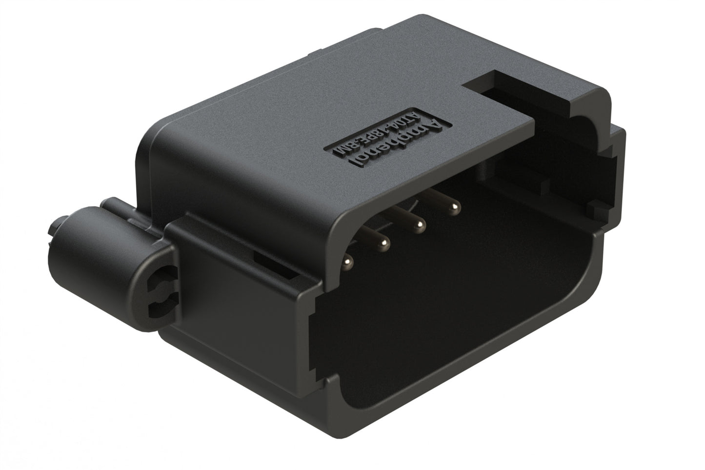 AT04-18PE-BM03BK 18 Position PCB Board Mount Receptacle, Straight, Nickel Plated Contacts, Snap-Fit, Keyed E, Black