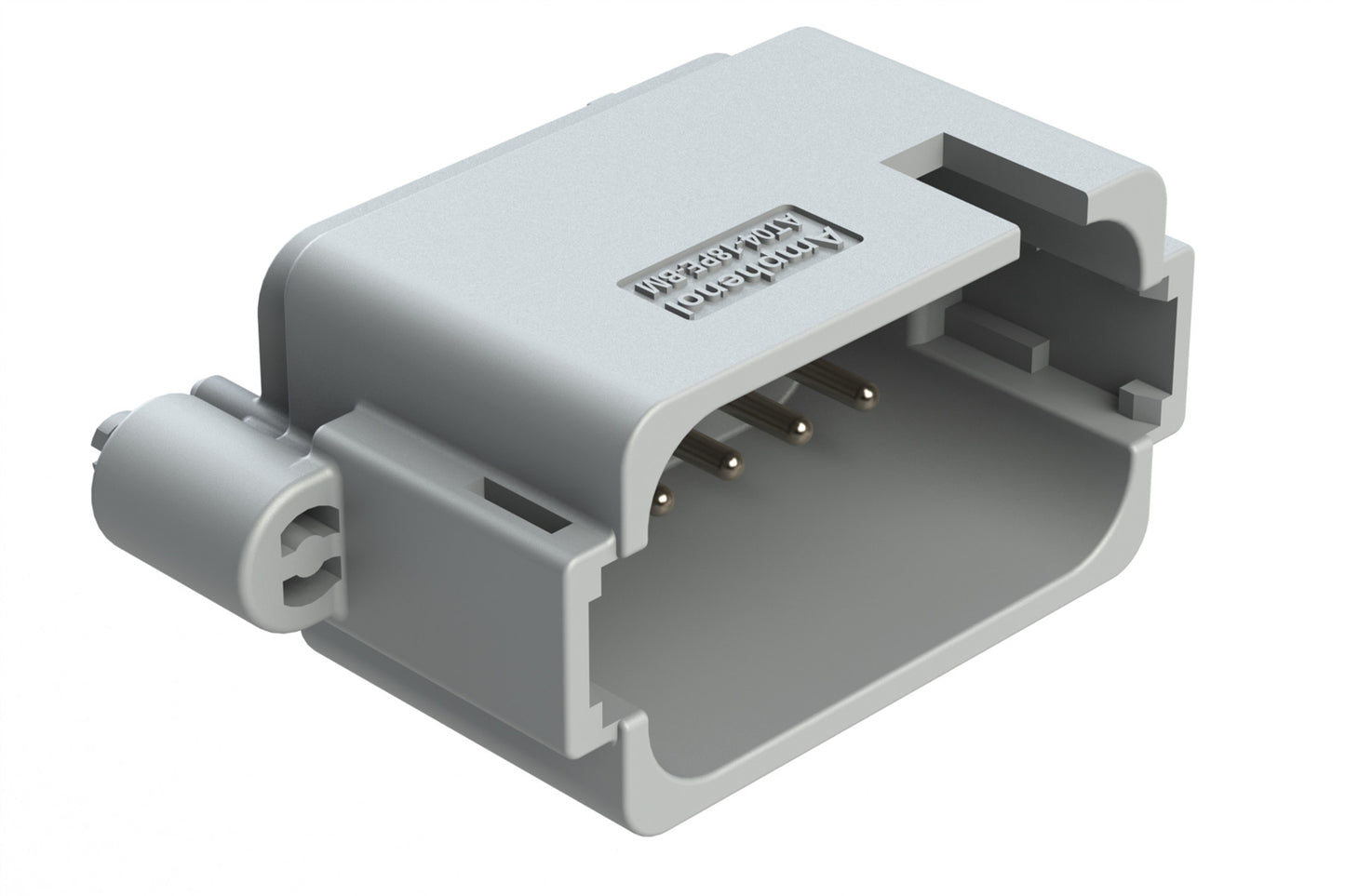 AT04-18PE-BM04 18 Position PCB Board Mount Receptacle, Straight, Nickel Plated Contacts, Snap-Fit, Potted, Keyed E, Grey