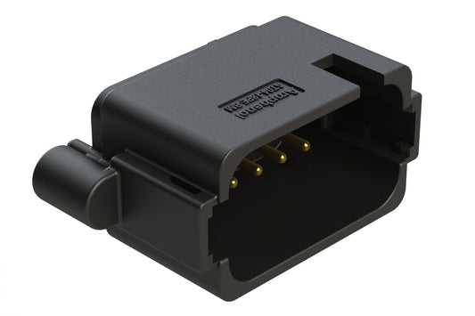 AT04-18PE-BM12BK 18 Position PCB Receptacle, Flangeless, Self-Threading, Keyed E, Gold Plated Contacts Included, Potted, Black Body