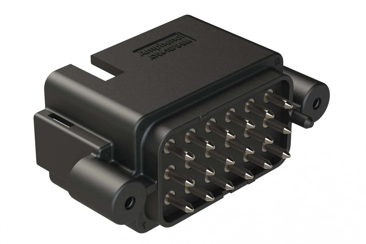 AT04-18PE-BM13BK 18 Position PCB Receptacle, Flangeless, Self-Threading, Keyed E, Nickel Plated Contacts Included, Black Body