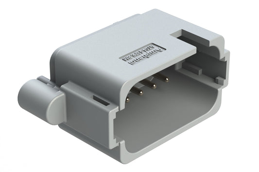 AT04-18PE-BM14 18 Position PCB Receptacle, Flangeless, Self-Threading, Keyed E, Nickel Plated Contacts Included, Potted, Grey Body