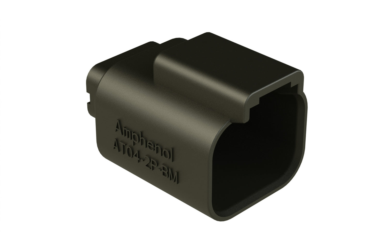 AT04-2P-BM04 2 Position PCB Flangeless (Snap Fit) Board Mount Receptacle, Pin, Nickel Contact Plating, Potting, Black