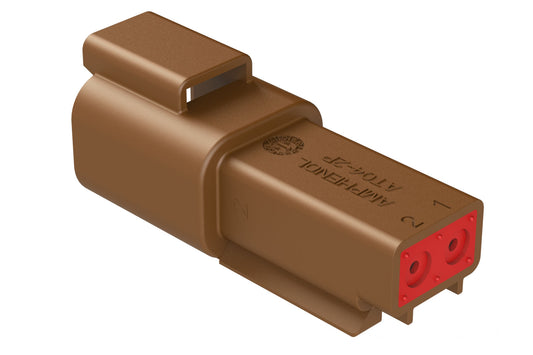 AT04-2P-BRN 2-Way Receptacle, Male Connector, Brown