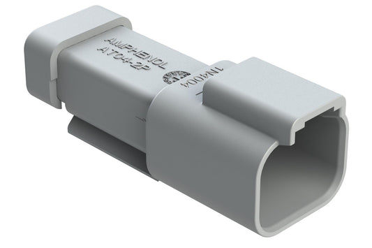 AT04-2P-D1N4GRY 2 position Pin receptacle 1N4004 diode with nickel plated pins, endcap, grey