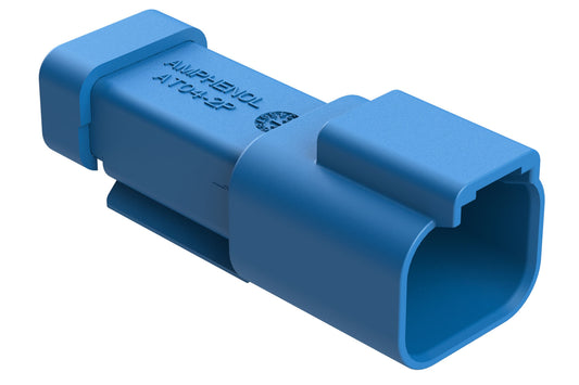 AT04-2P-EC01BLU 2-Way Receptacle, Male Connector with End Cap, Blue