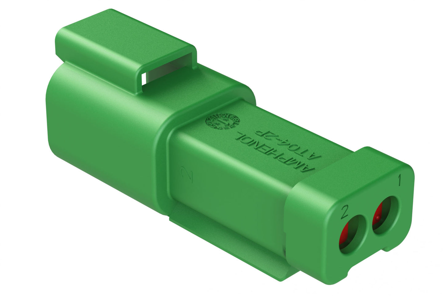 AT04-2P-EC01GRN 2-Way Receptacle, Male Connector with End Cap, Green