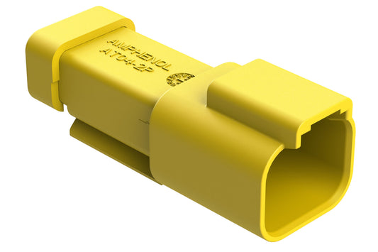 AT04-2P-EC01YEL 2-Way Receptacle, Male Connector with End Cap, Yellow