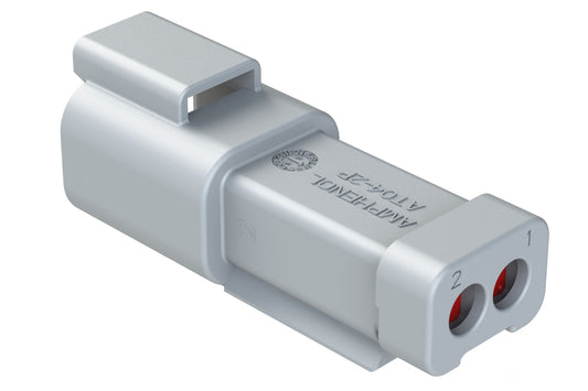 AT04-2P-EC01 2-Way Receptacle, Male Connector with End Cap, Grey. DT04-2P-E003