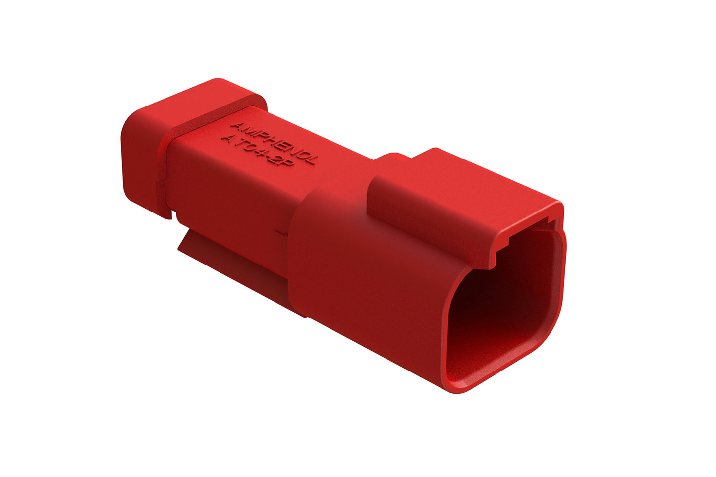 AT04-2P-MM01RED 2-Way Receptacle, Male Connector with Reduced Diameter Seal (E-Seal) and End Cap, Red