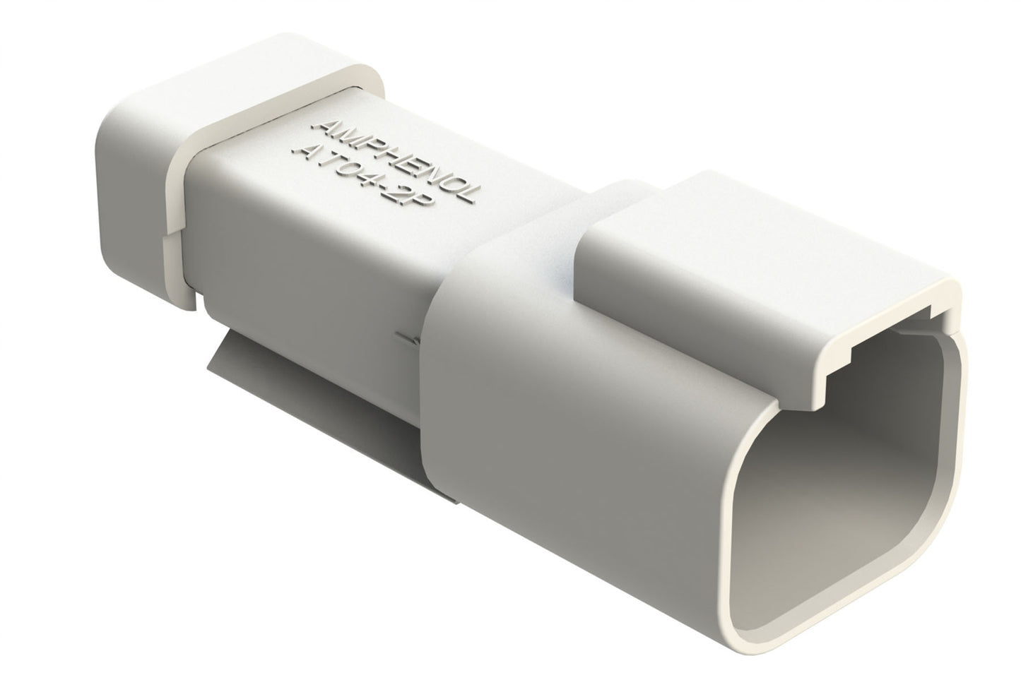 AT04-2P-MM01WHT 2-Way Receptacle, Male Connector with Reduced Diameter Seal (E-Seal) and End Cap, White