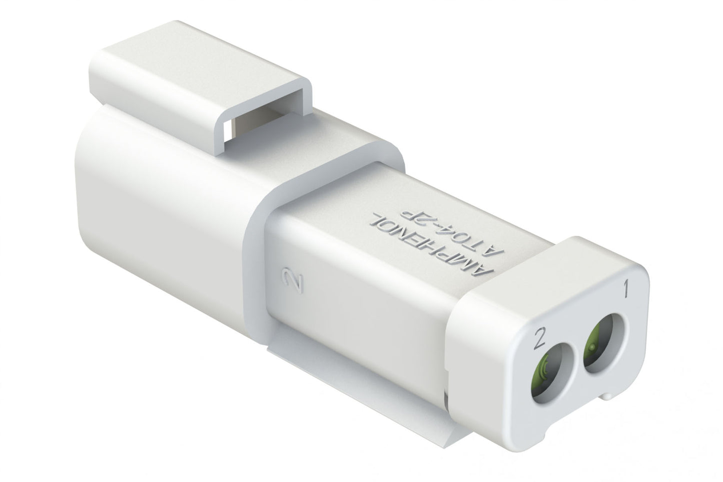 AT04-2P-MM01WHT 2-Way Receptacle, Male Connector with Reduced Diameter Seal (E-Seal) and End Cap, White