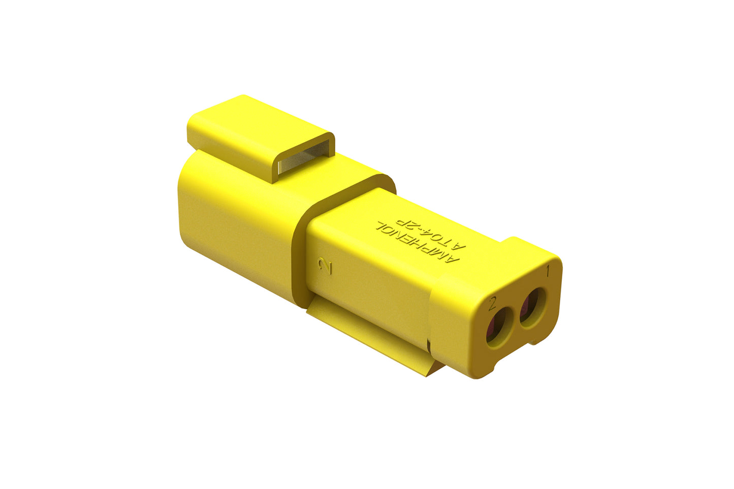 AT04-2P-MM01YEL 2-Way Receptacle, Male Connector with Reduced Diameter Seal (E-Seal) and End Cap, Yellow