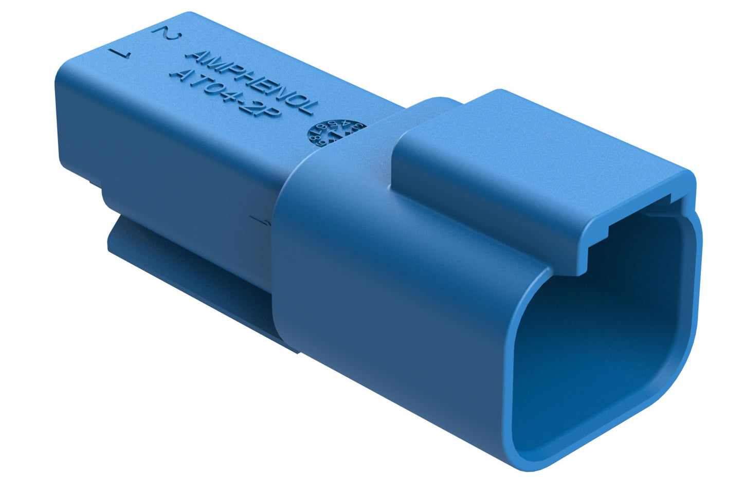 AT04-2P-RD01BLU 2-Way Receptacle, Male Connector with Reduced Diameter Seal (E-Seal), Blue