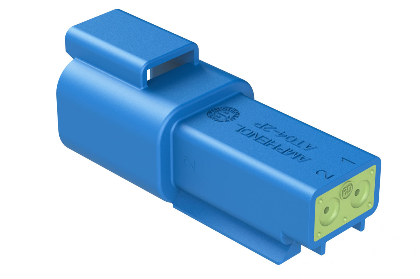 AT04-2P-RD01BLU 2-Way Receptacle, Male Connector with Reduced Diameter Seal (E-Seal), Blue