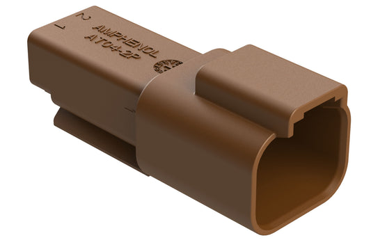 AT04-2P-RD01BRN 2-Way Receptacle, Male Connector with Reduced Diameter Seal (E-Seal), Brown
