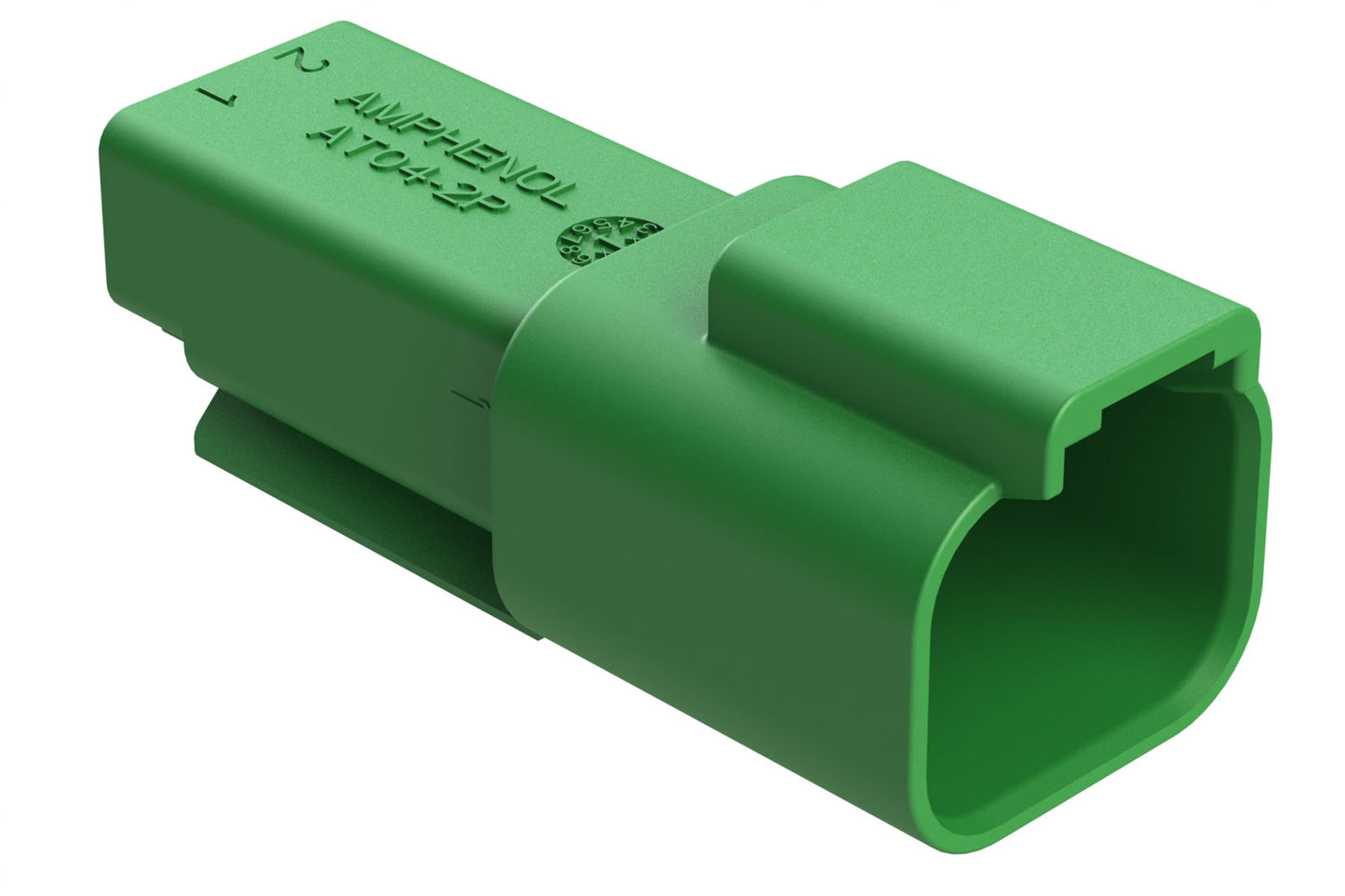 AT04-2P-RD01GRN 2-Way Receptacle, Male Connector with Reduced Diameter Seal (E-Seal), Green