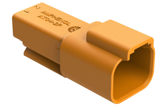 AT04-2P-RD01ORG 2-Way Receptacle, Male Connector with Reduced Diameter Seal (E-Seal), Orange
