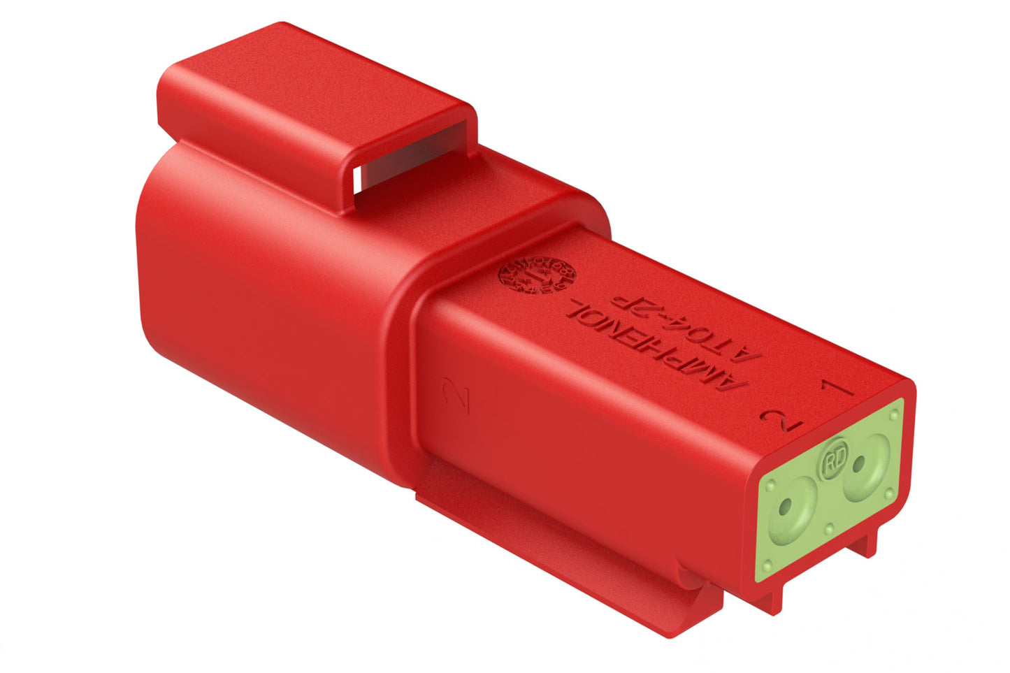 AT04-2P-RD01RED 2-Way Receptacle, Male Connector with Reduced Diameter Seal (E-Seal), Red
