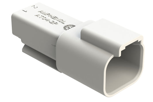 AT04-2P-RD01WHT 2-Way Receptacle, Male Connector with Reduced Diameter Seal (E-Seal), White